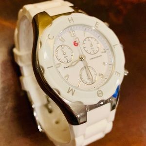 Michele jelly bean white silver watch rubber